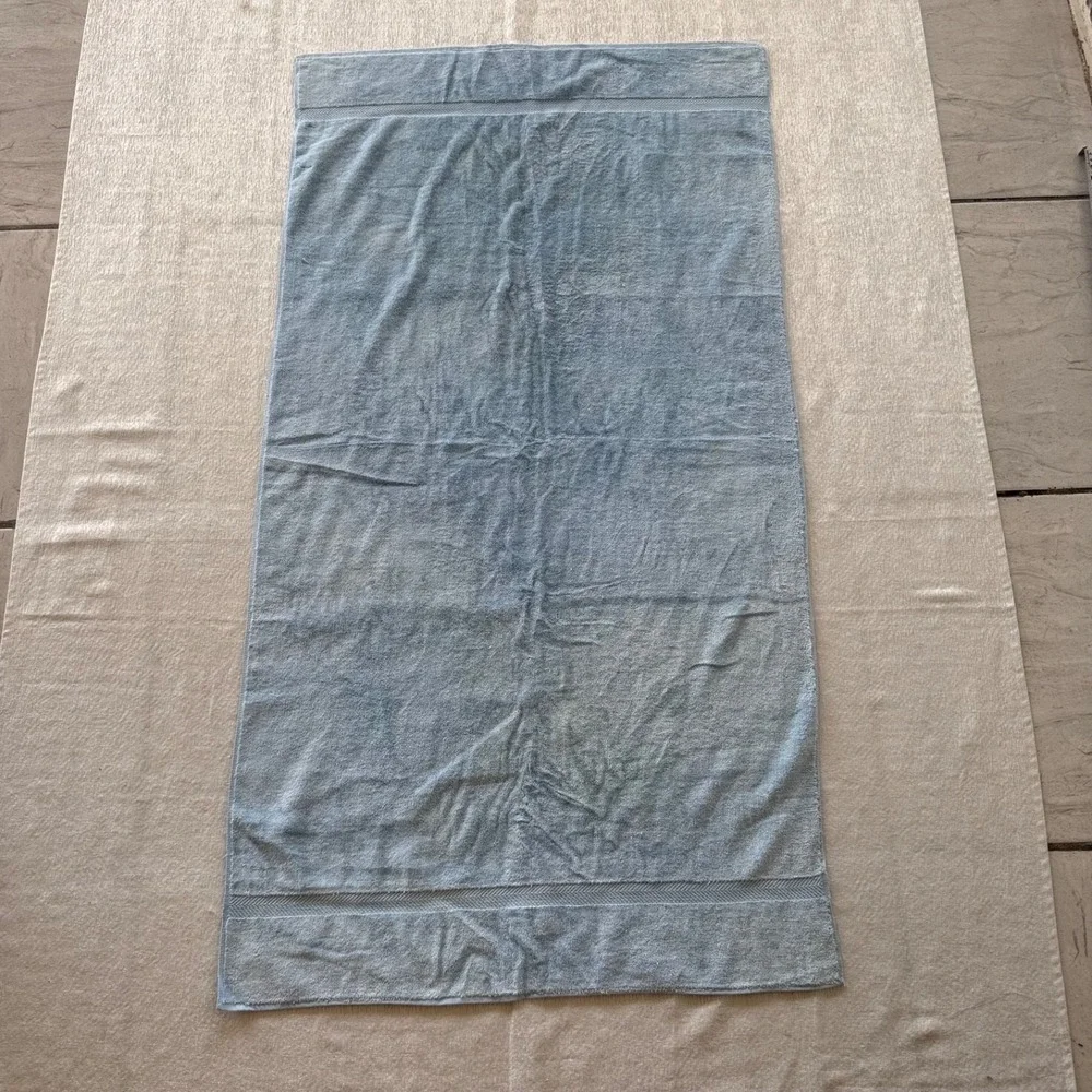 2pc Vintage Sears Superplush Bath Towels Blue Set Lot 2 USA Heavy Cotton Retro‎